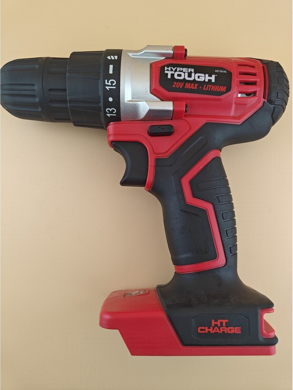 Hyper Tough AQ75034G 20V Cordless Drill 3/8 in Keyless Red Black No Battery